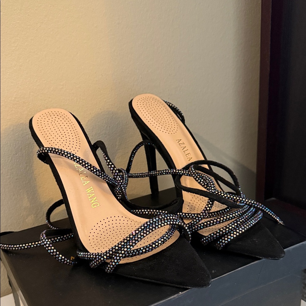 Azalea Wang Black Strappy Heels